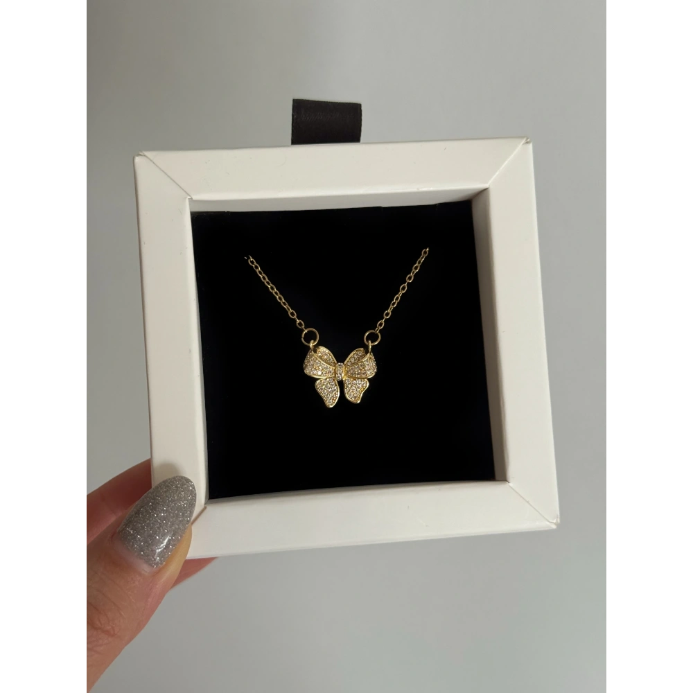 Çelik Gold Kurdela Detay Kolye