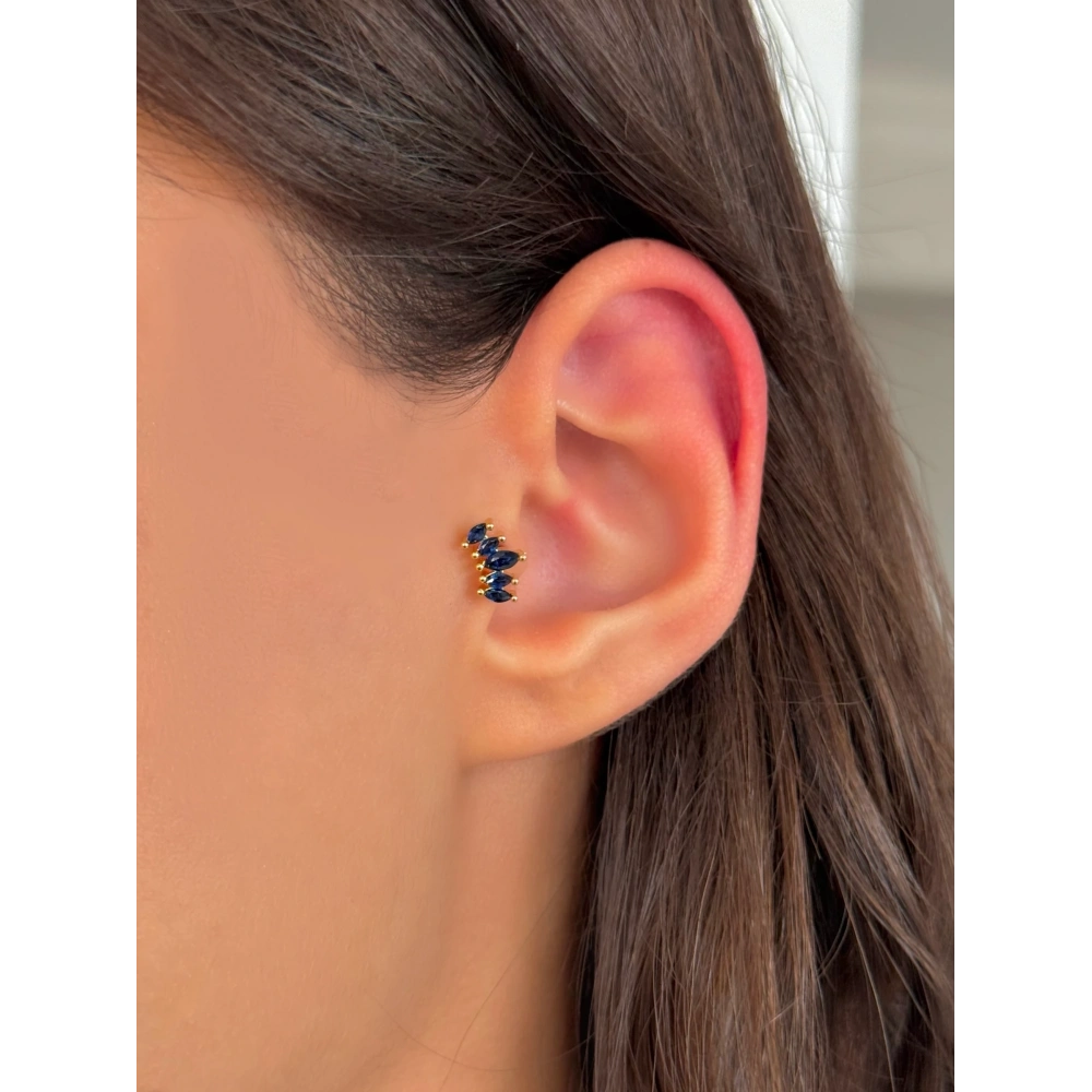 Çelik Gold Lacivert Taşlı Tragus & Piercing