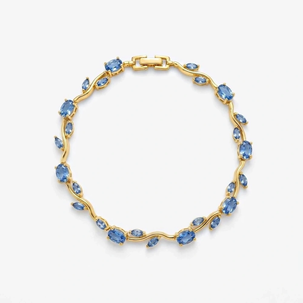 Çelik Gold Mavi Tulip Bileklik