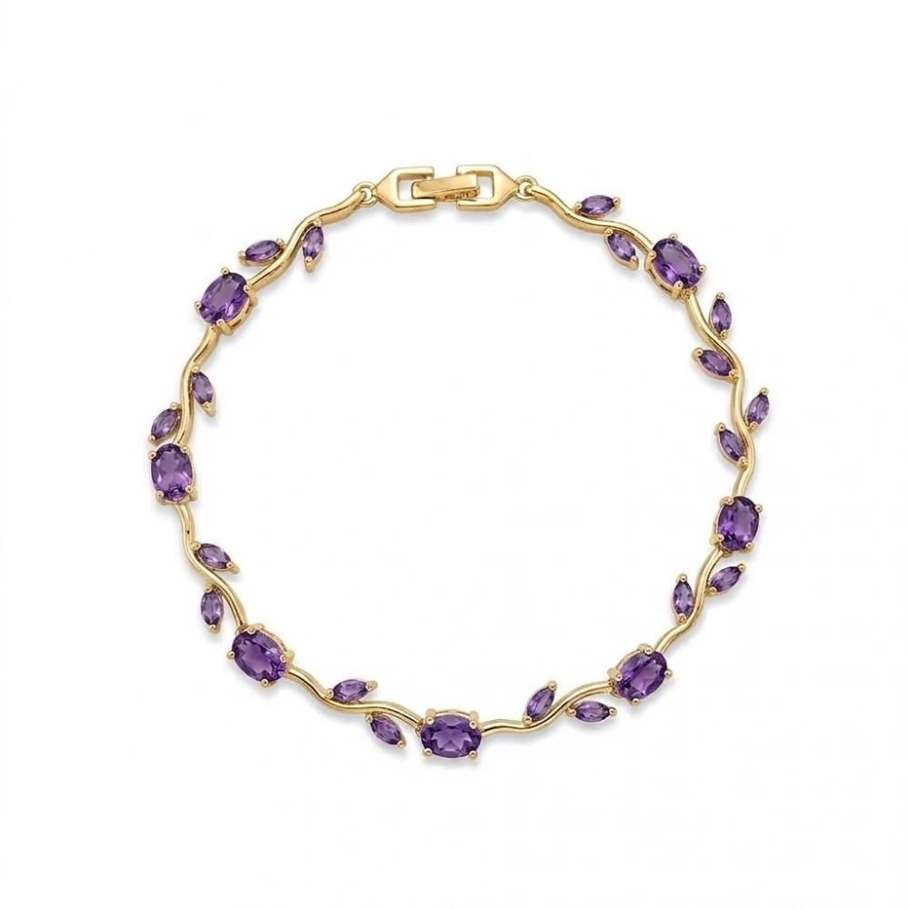 Çelik Gold Mor Tulip Bileklik