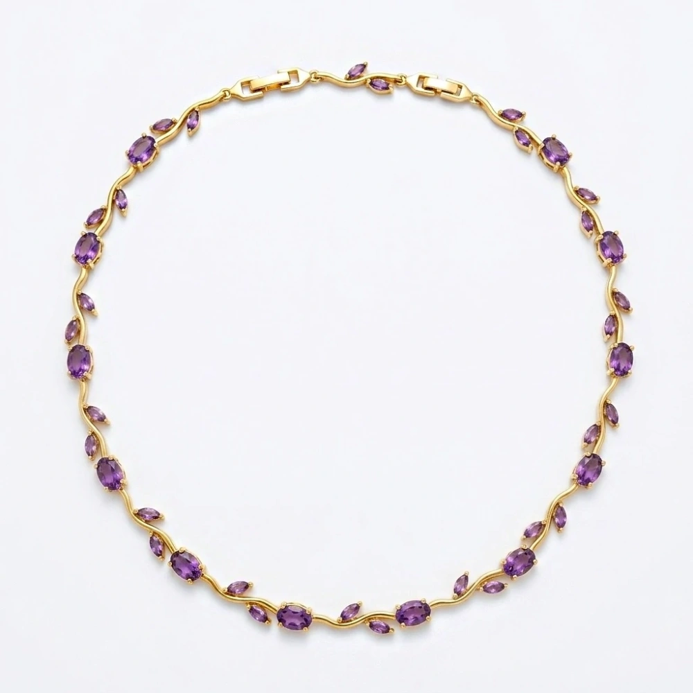 Çelik Gold Mor Tulip Kolye