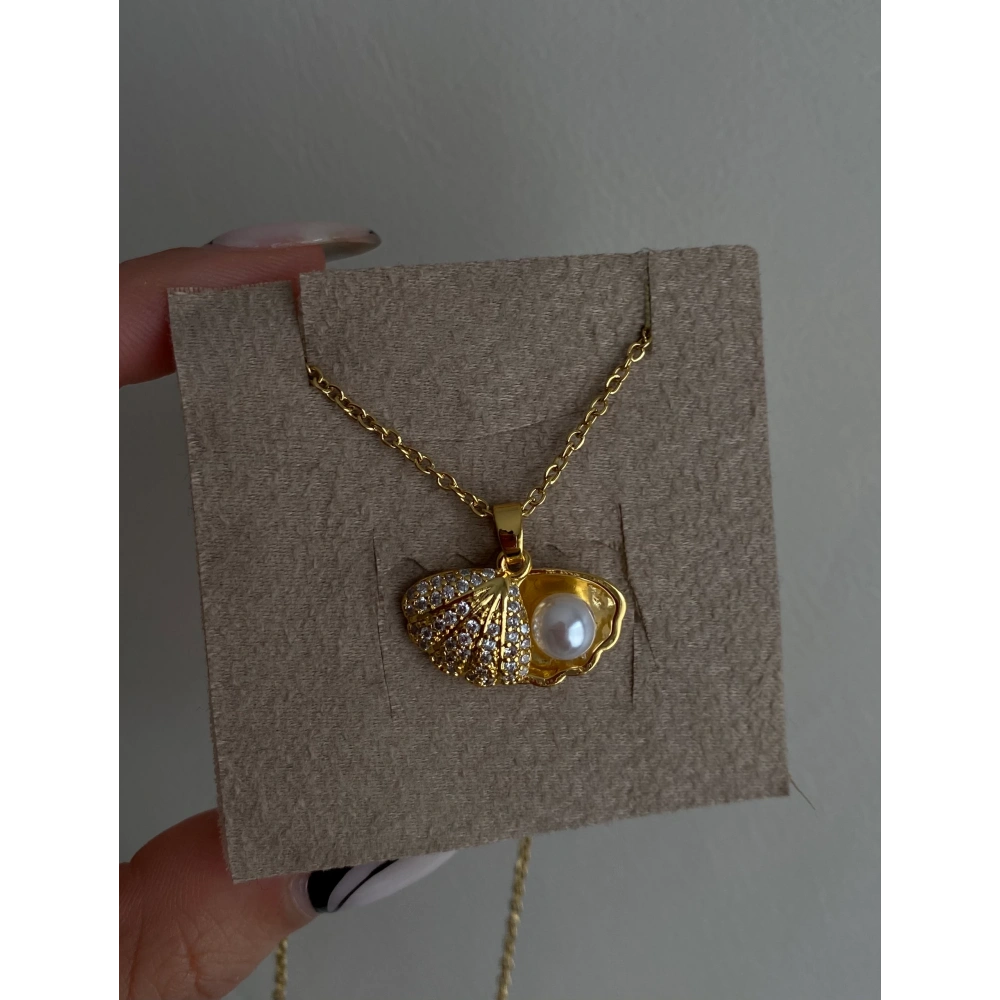Çelik Gold Pearl Kolye
