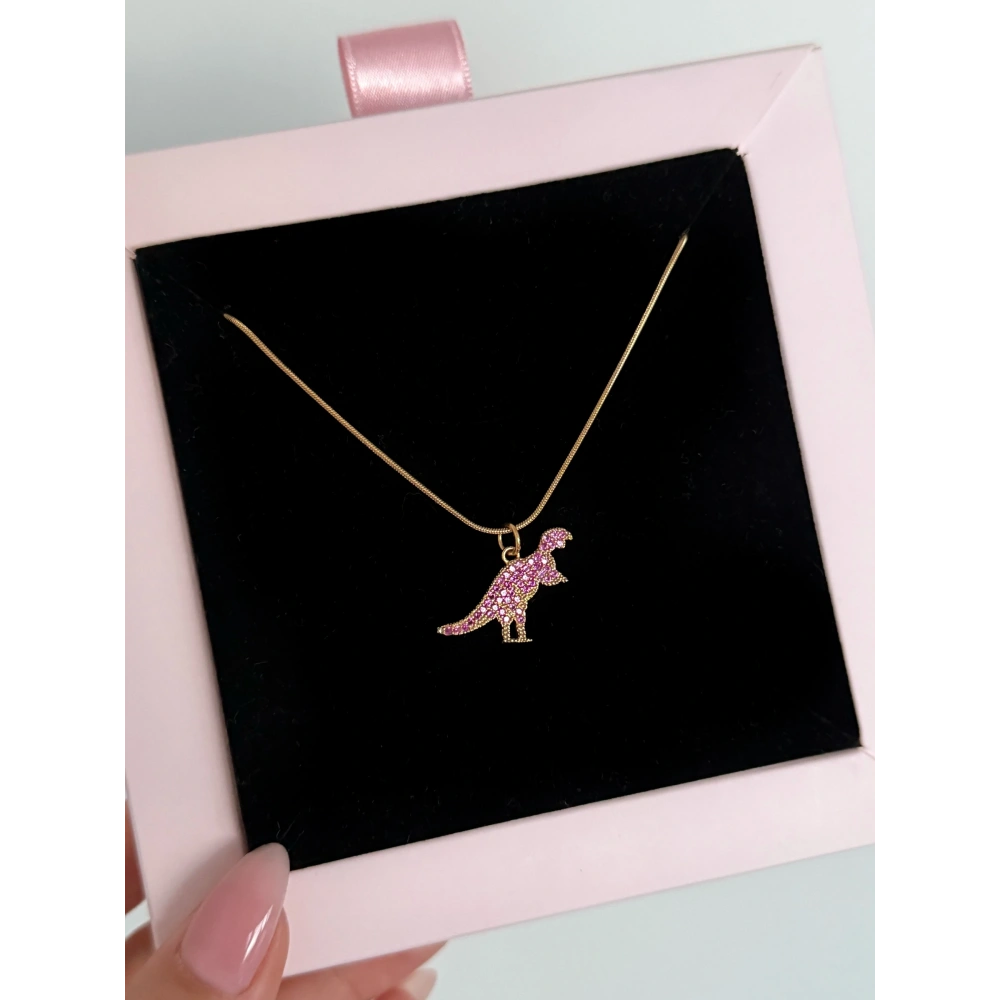 Çelik Gold Pembe Dinazor Kolye