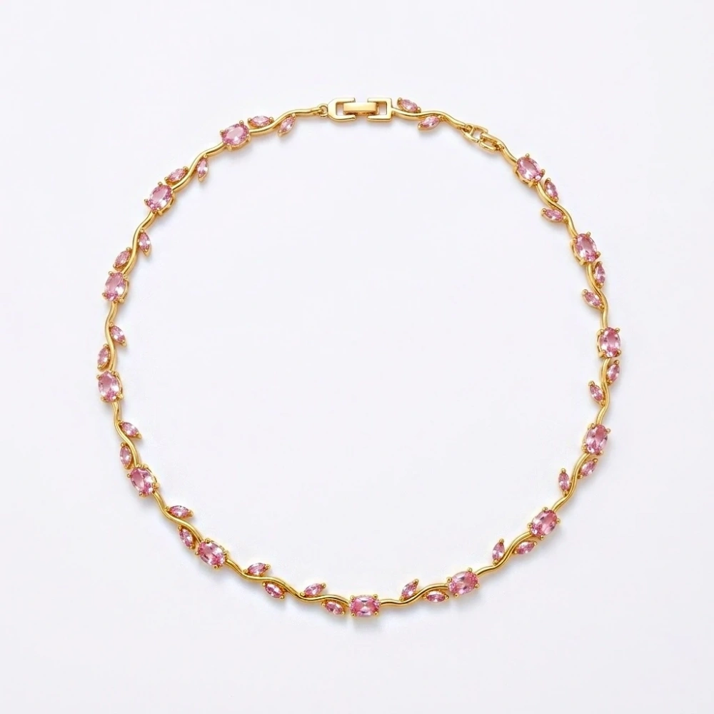 Çelik Gold Pembe Tulip Kolye