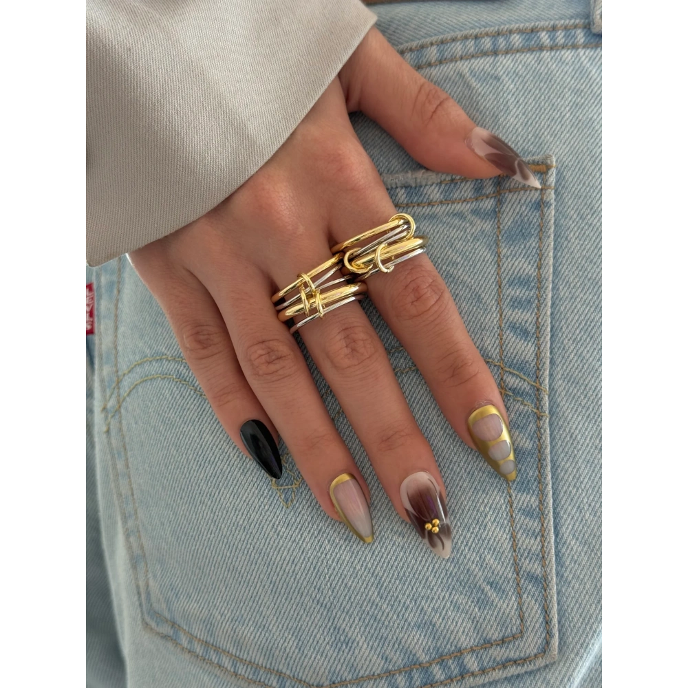 Çelik Gold Spiral Yüzük