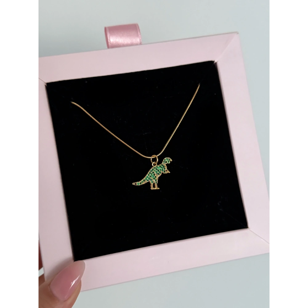 Çelik Gold Yeşil Dinazor Kolye