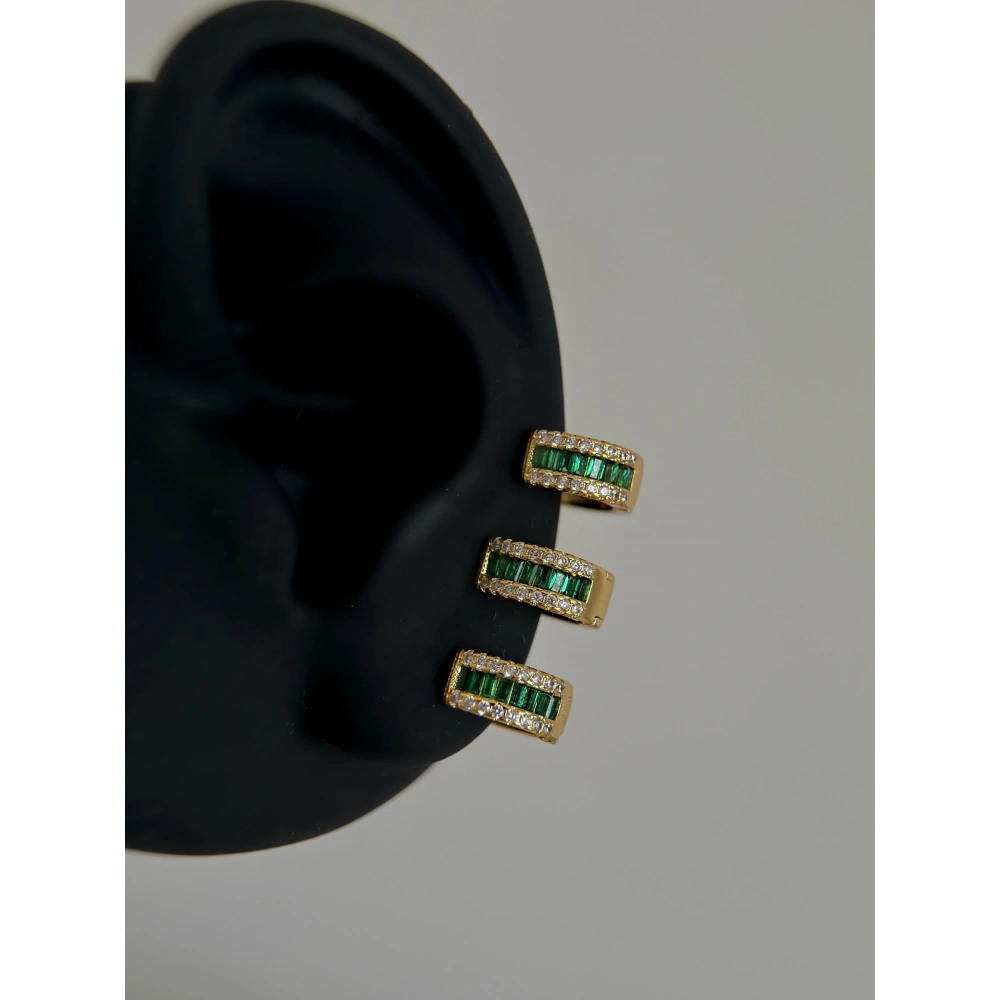 Çelik Gold Yeşil Taşlı Halka Piercing