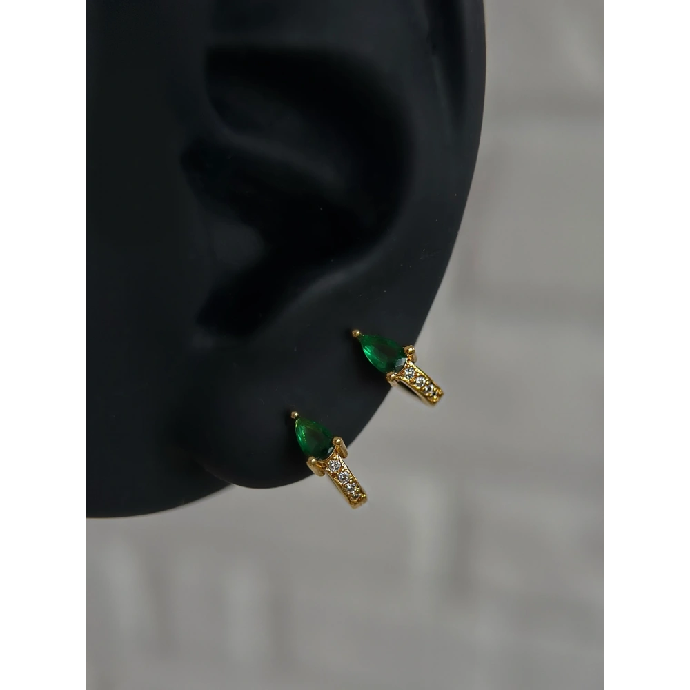 Çelik Gold Yeşil Taşlı Halka Piercing