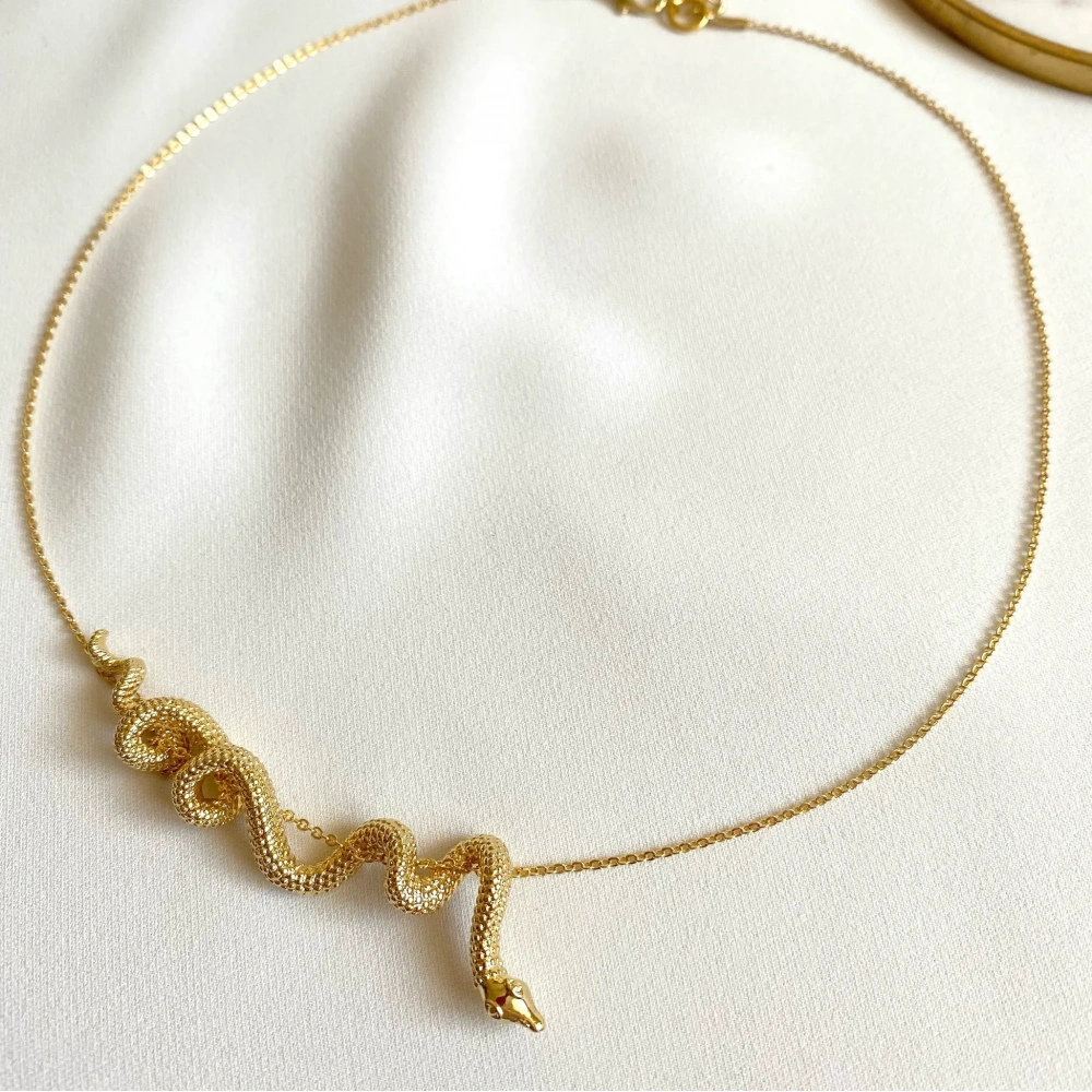 Çelik Gold Yılan Kolye