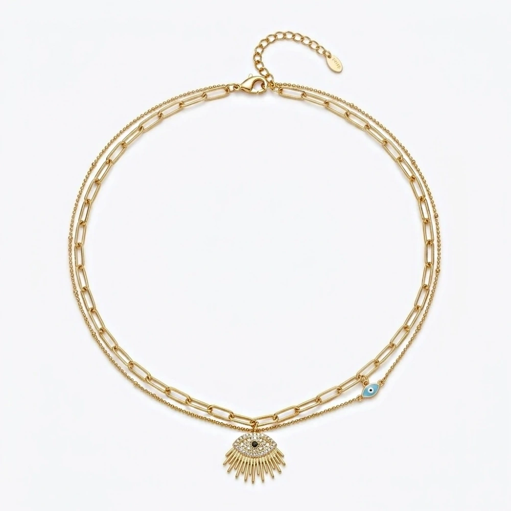 Çelik Göz Detay 2 Li Kolye