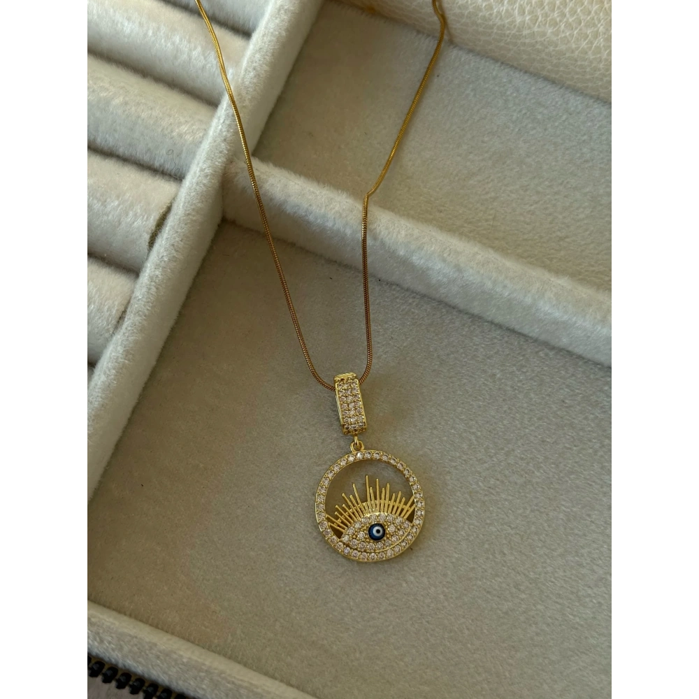 Çelik Göz Detay Plaka Kolye