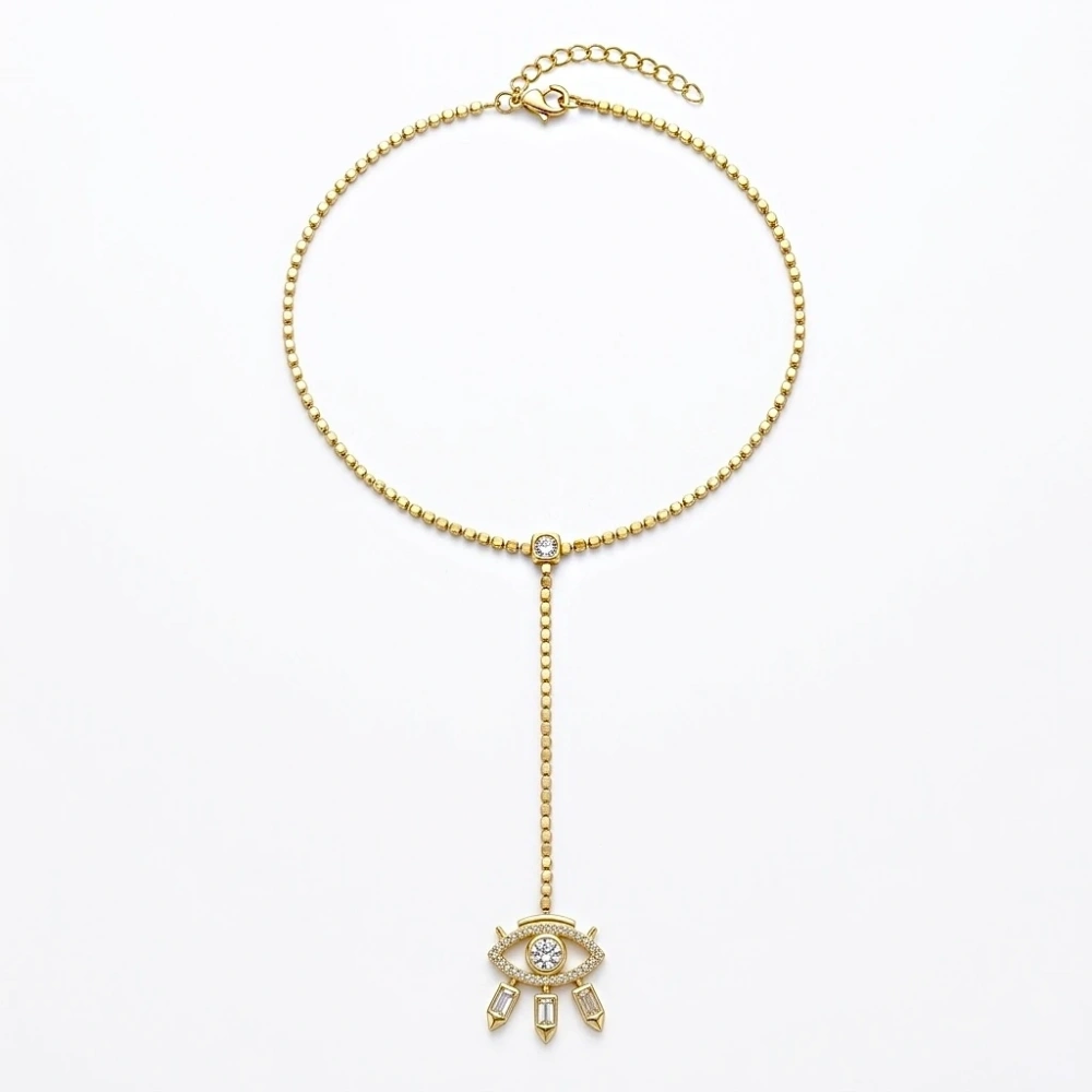 Çelik Göz Detaylı Y Kolye