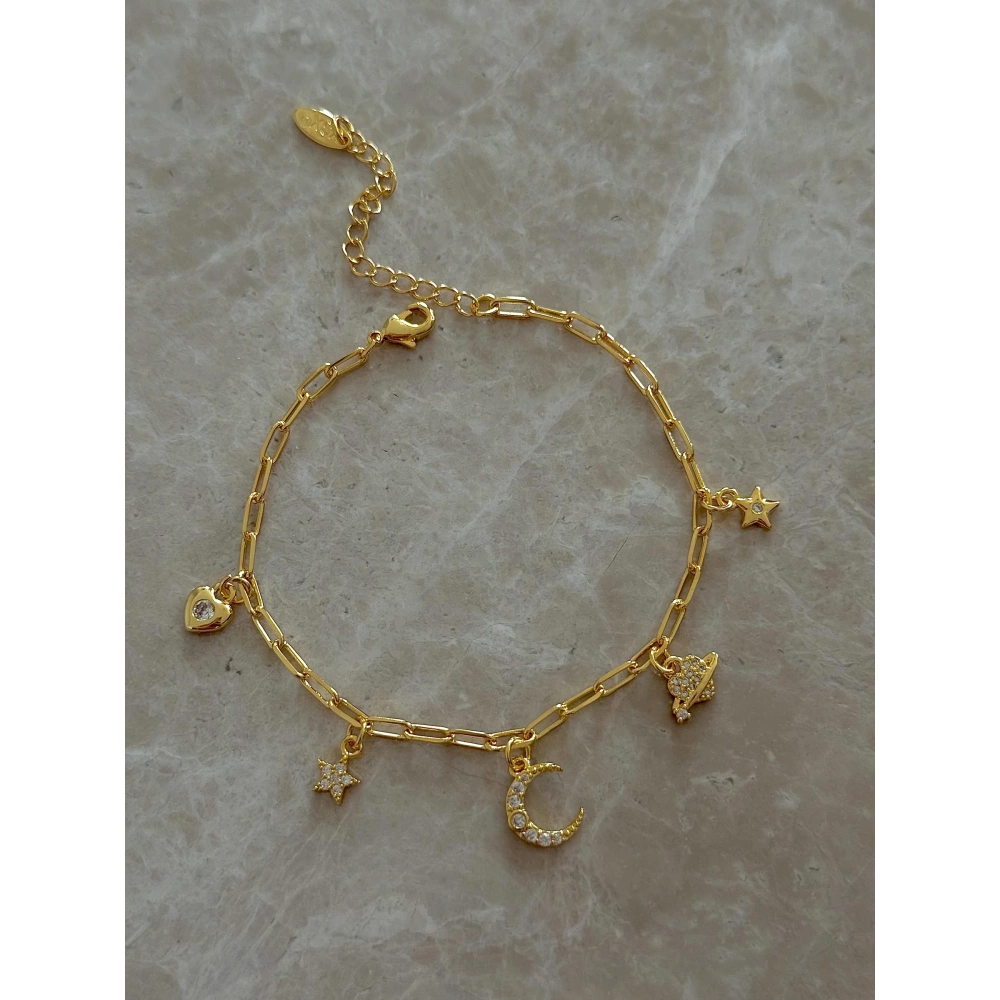 Çelik Hilal Detay Charm Bileklik