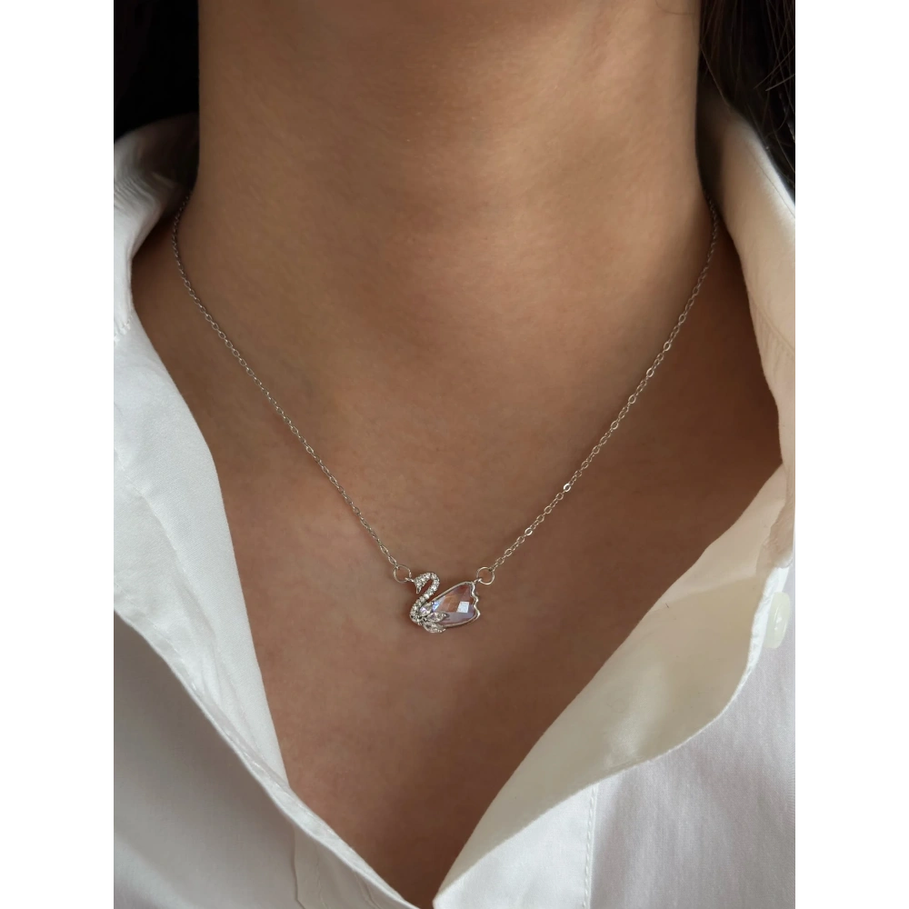 Çelik Hologramlı Kuğu Kolye