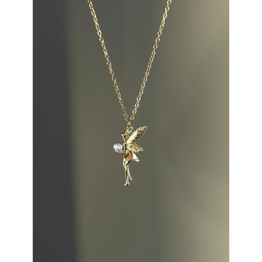 Çelik İnci Detaylı 3 Boyutlu Melek Kolye