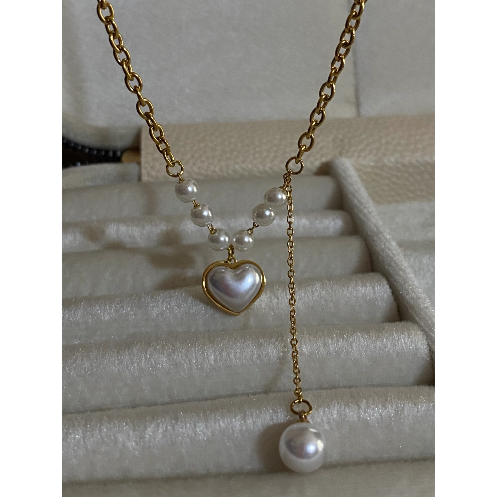 Çelik İnci Detaylı Kalp Kolye