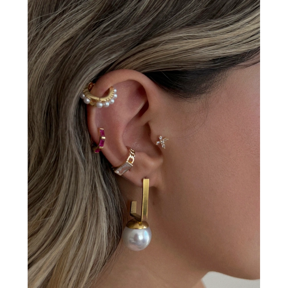 Çelik İnci Detaylı Küpe