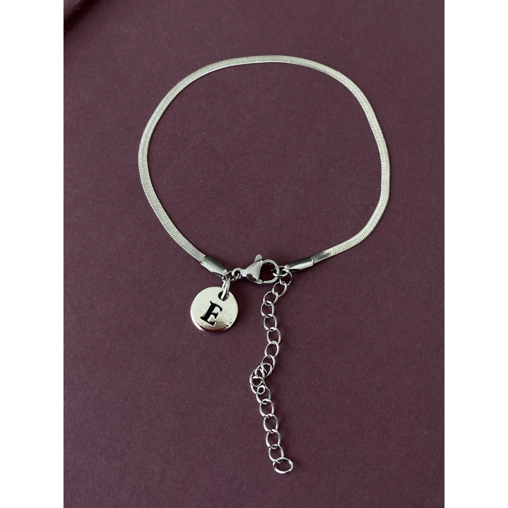 Çelik İtalyan Zincir Harfli Bileklik