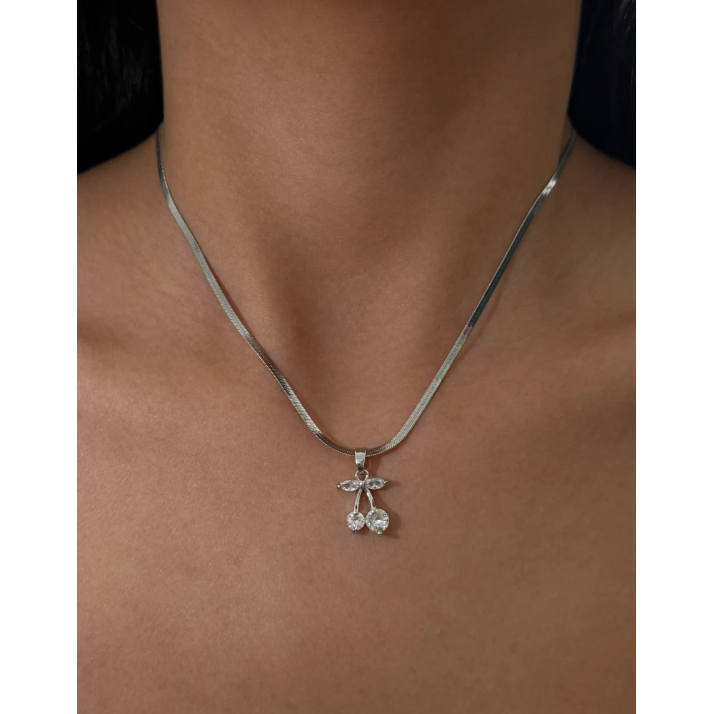 Çelik İtalyan Zincirli Kiraz Kolye