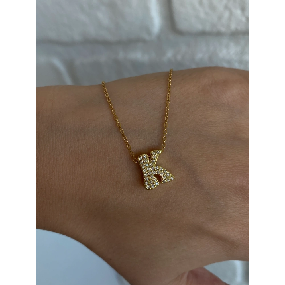 Çelik K Harfli Kolye