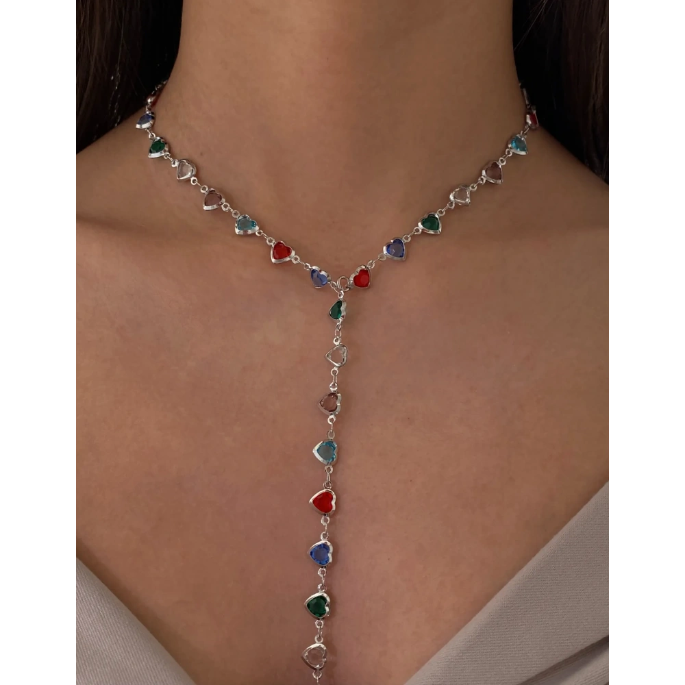 Çelik Kalp Zincirli Y Kolye