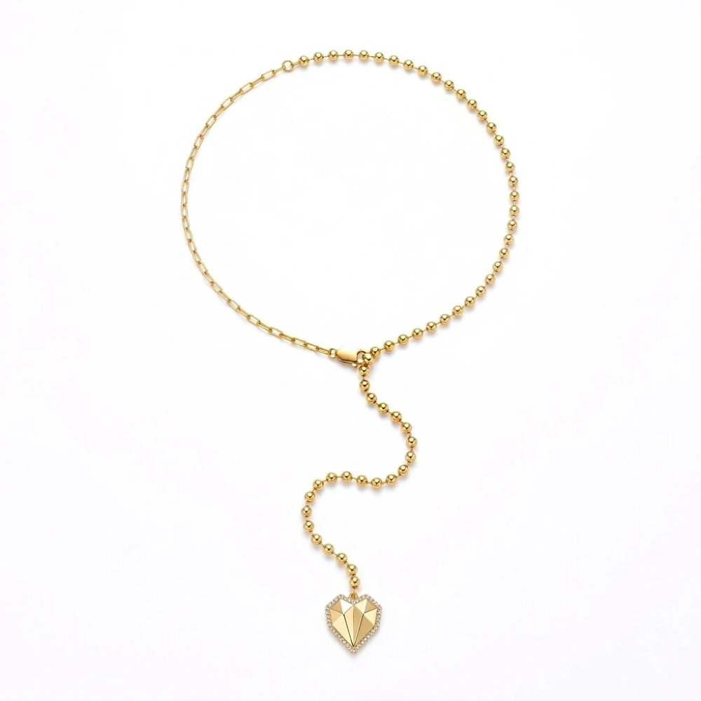 Çelik Kalpli Top Zincirli Y Kolye