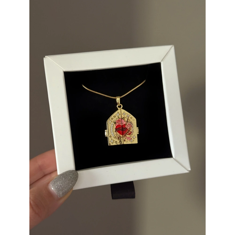 Çelik Kapaklı Heart n Roses Kolye