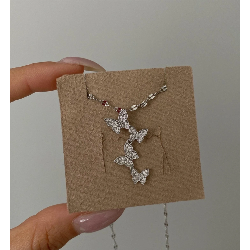 Çelik Kelebek Detaylı Kolye