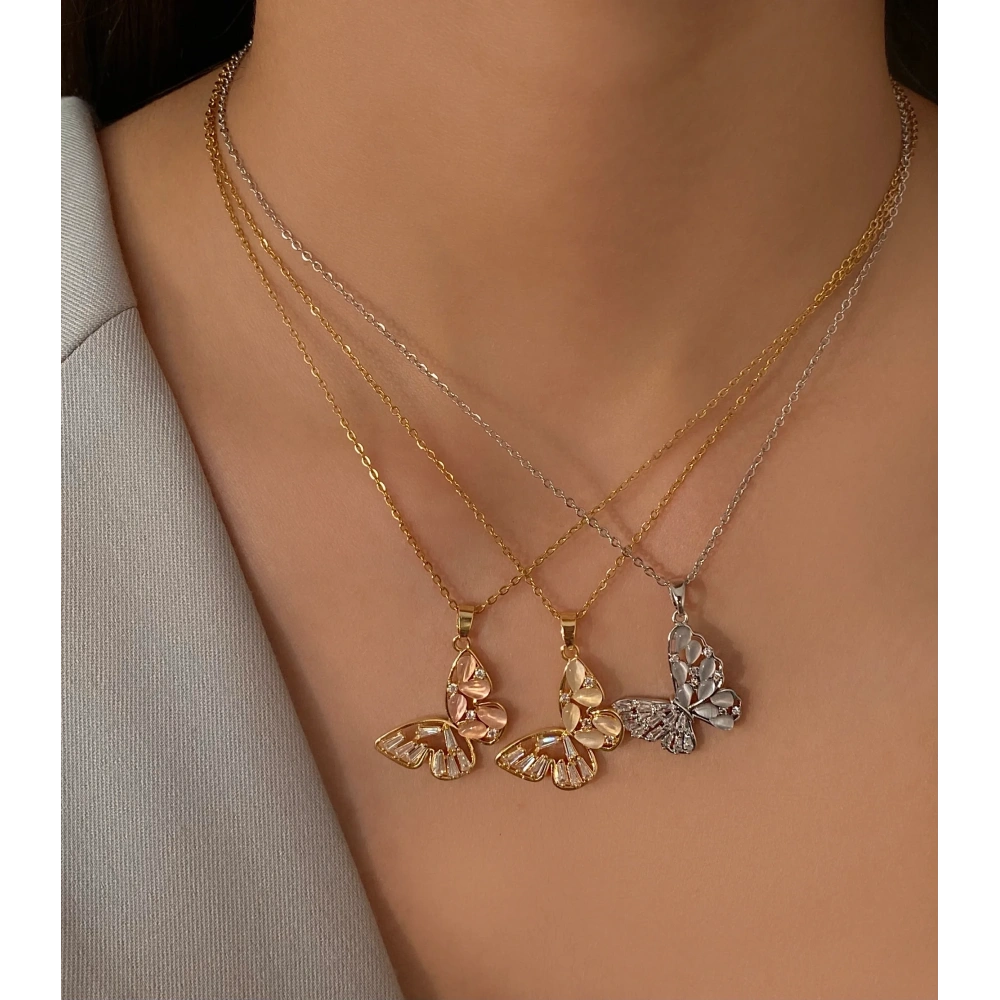 Çelik Kelebek Detaylı Kolye