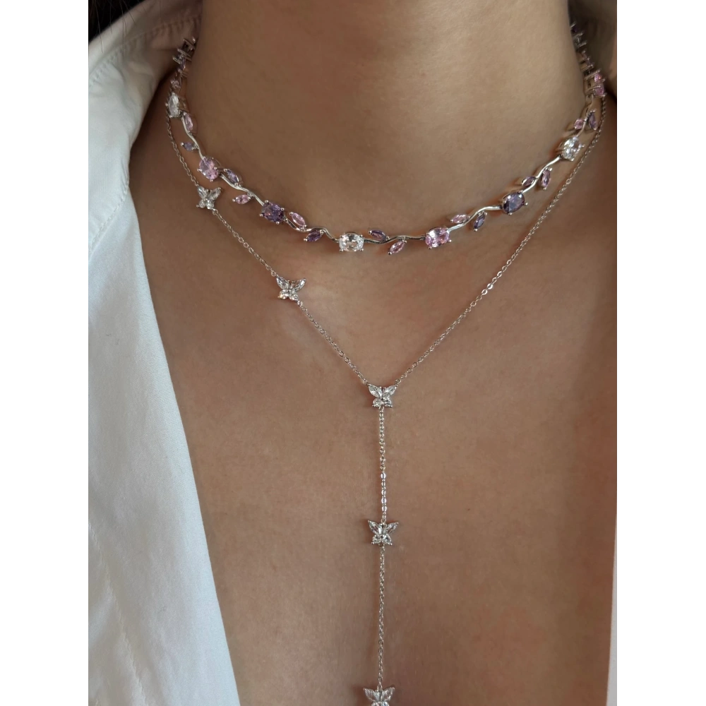 Çelik Kelebekli Y Kolye