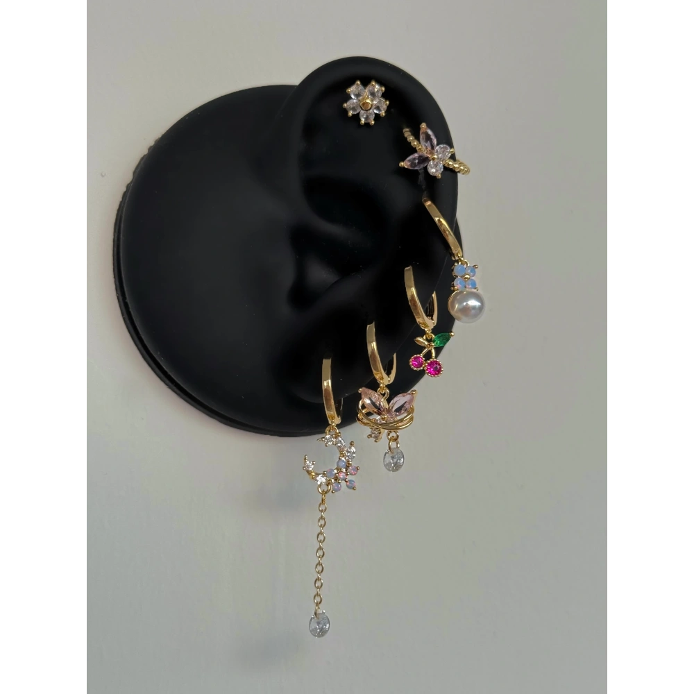 Çelik Kiraz Detay 6 Lı Küpe Seti