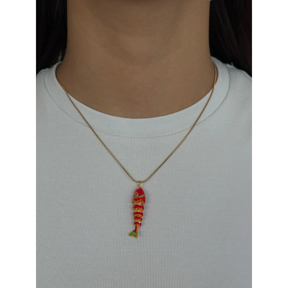 Çelik Kırmızı Balık Kolye