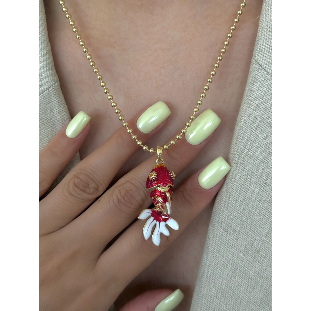 Çelik Kırmızı Balık Kolye