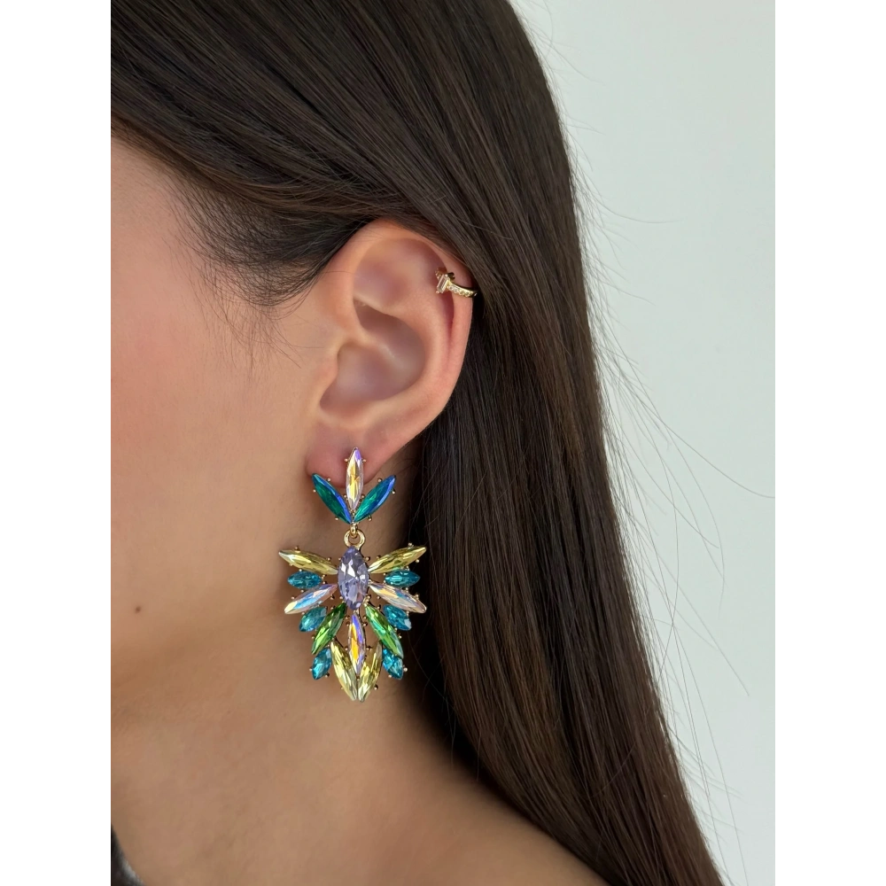 Çelik Kristal Taşlı Küpe