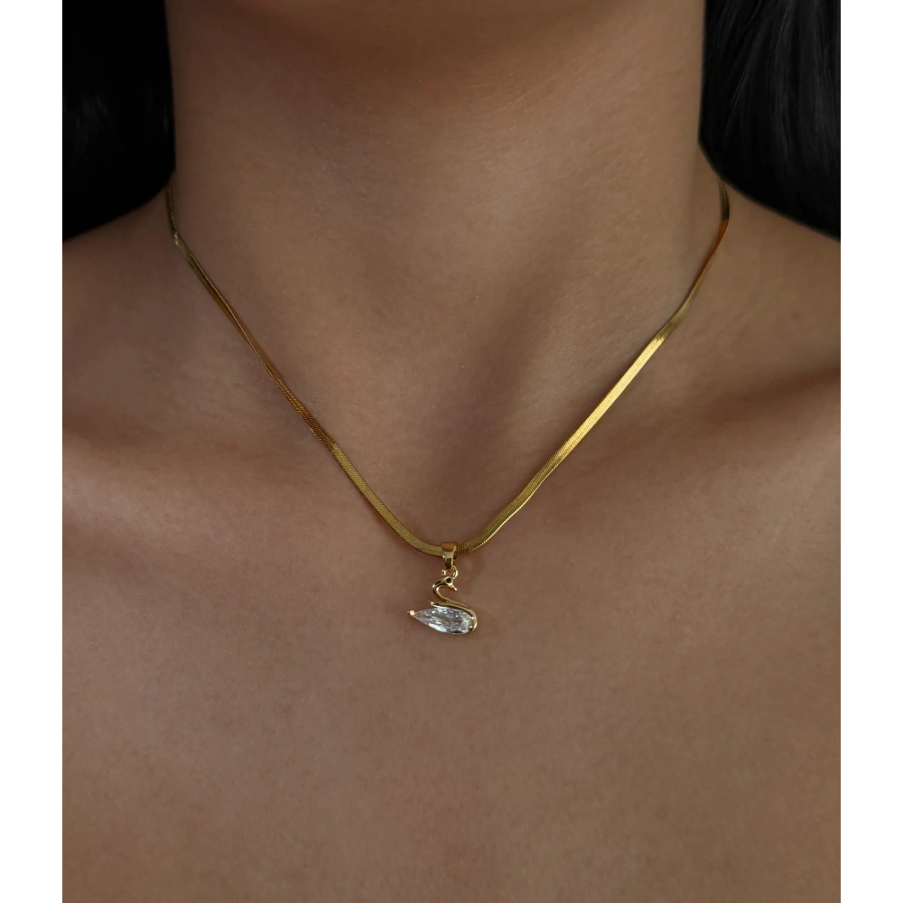 Çelik Kuğu Detay İtalyan Kolye