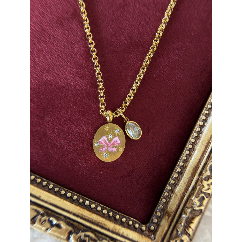 Çelik Kurdela Detay Vintage Kolye