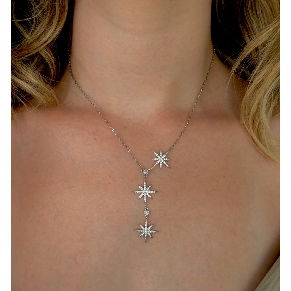 Çelik Kutup Yıldızlı Y Kolye