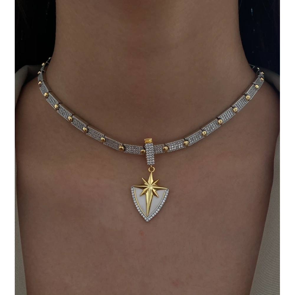 Çelik Kuzey Yıldızı Tasarım Kolye