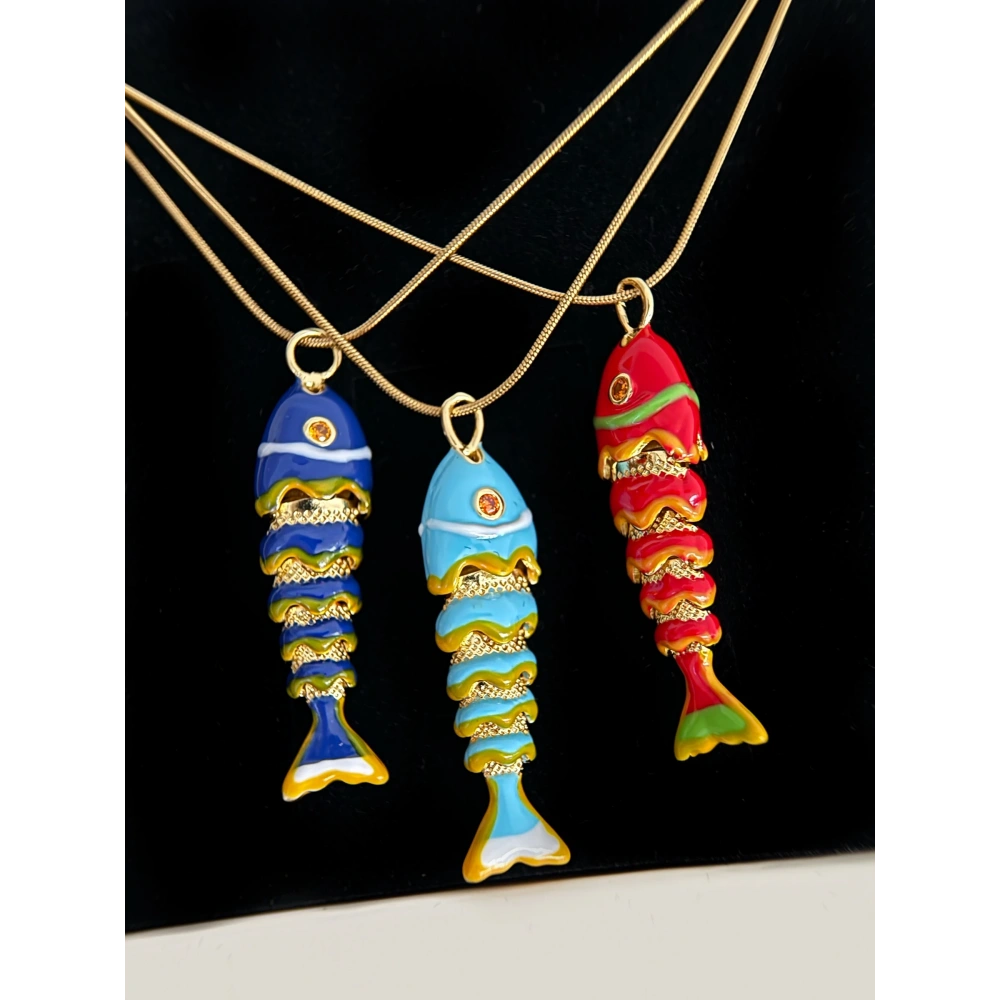 Çelik Lacivert Balık Kolye