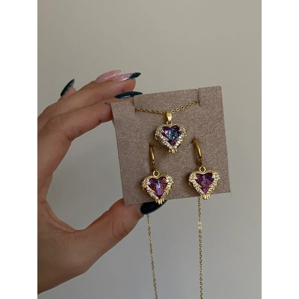 Çelik Lila Melek Kanatlı Set