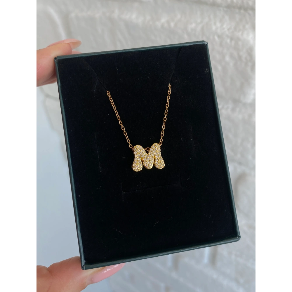 Çelik M Harfli Kolye