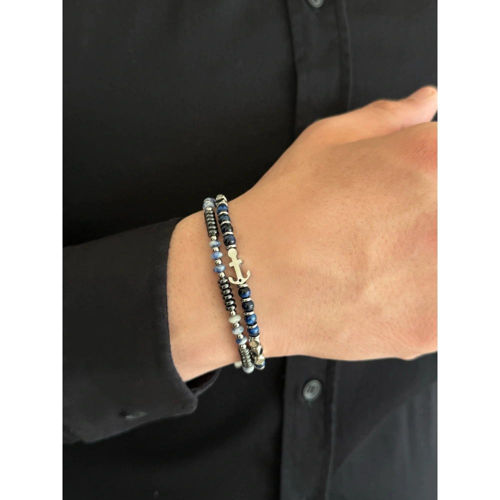 Çelik Mavi Hematit Erkek Bileklik