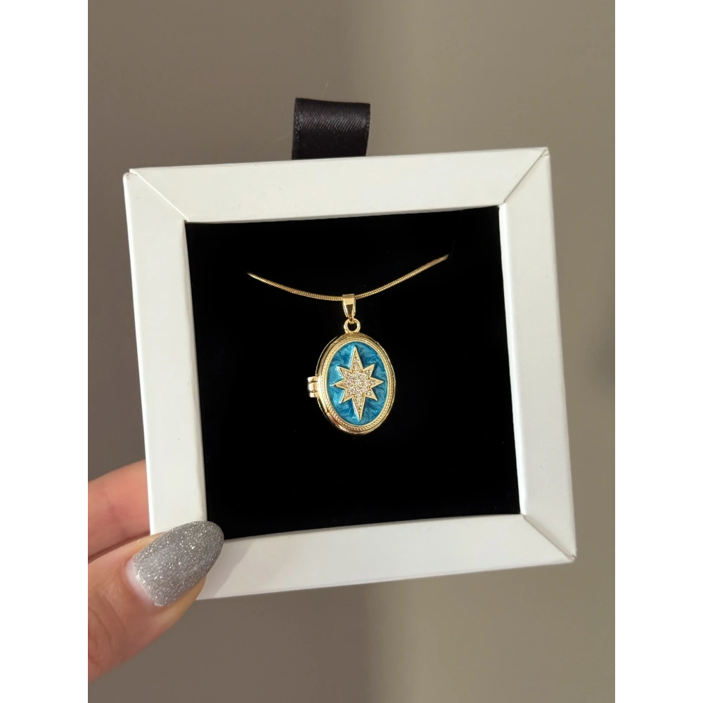 Çelik Mavi Kutup Yıldızı Kolye
