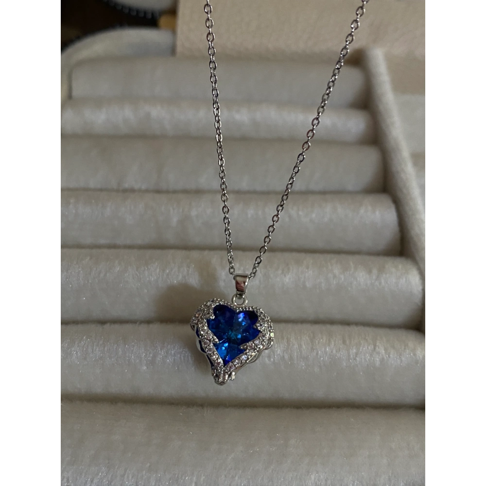 Çelik Mavi Melek Kanatlı Kolye