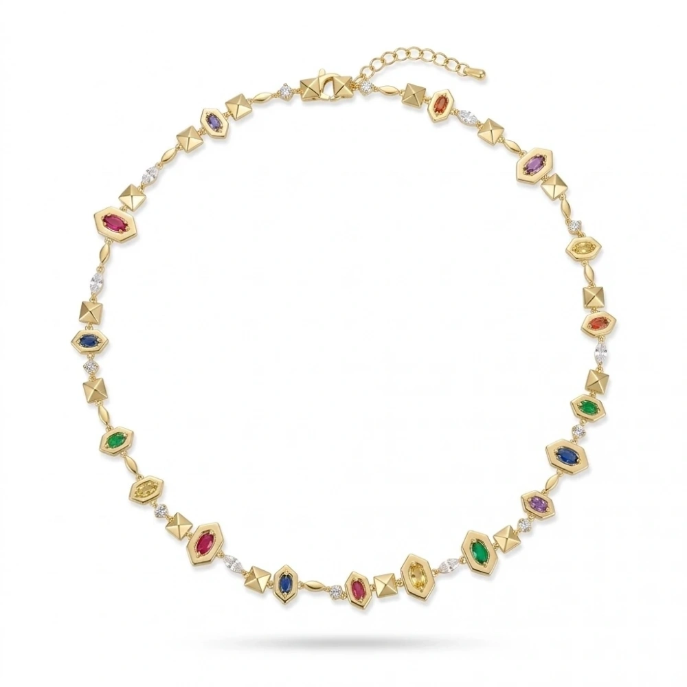 Çelik Mekik Taşlı Kuyum Model Kolye