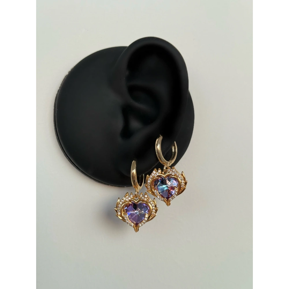 Çelik Melek Kanatlı Kalp Küpe