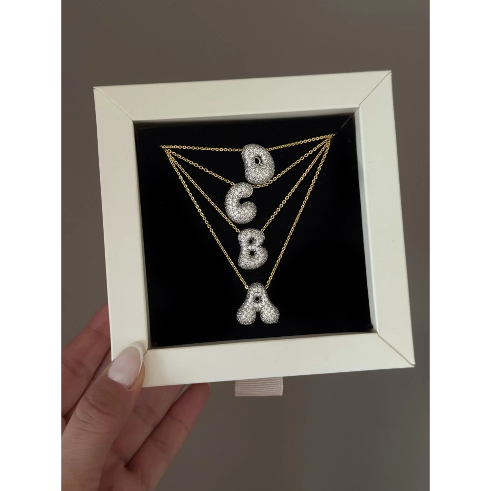 Çelik Mix Balon A Harfli Kolye