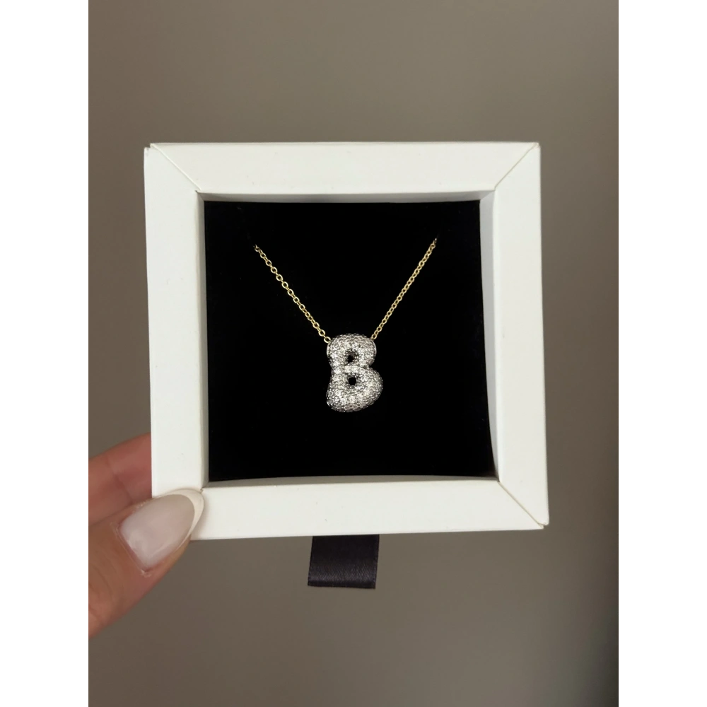 Çelik Mix Balon B Harfli Kolye