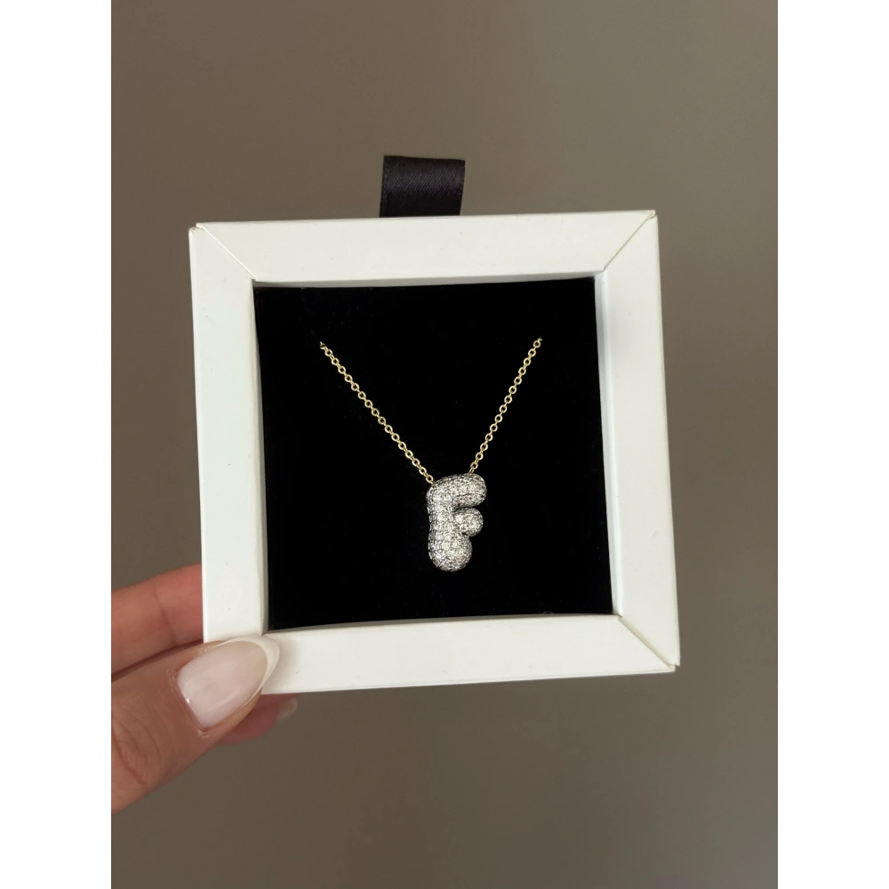 Çelik Mix Balon F Harfli Kolye