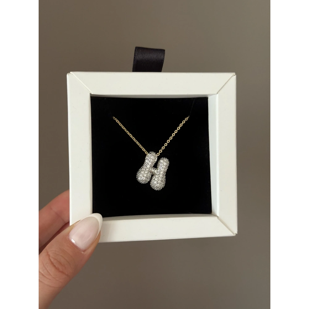 Çelik Mix Balon H Harfli Kolye